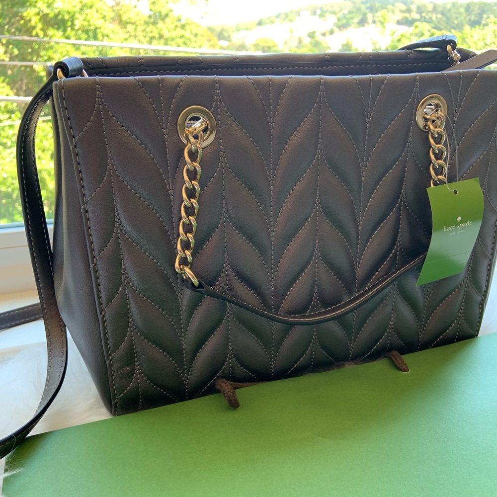 Brand New Kate Spade Quilted Leather Gunmetal Bag